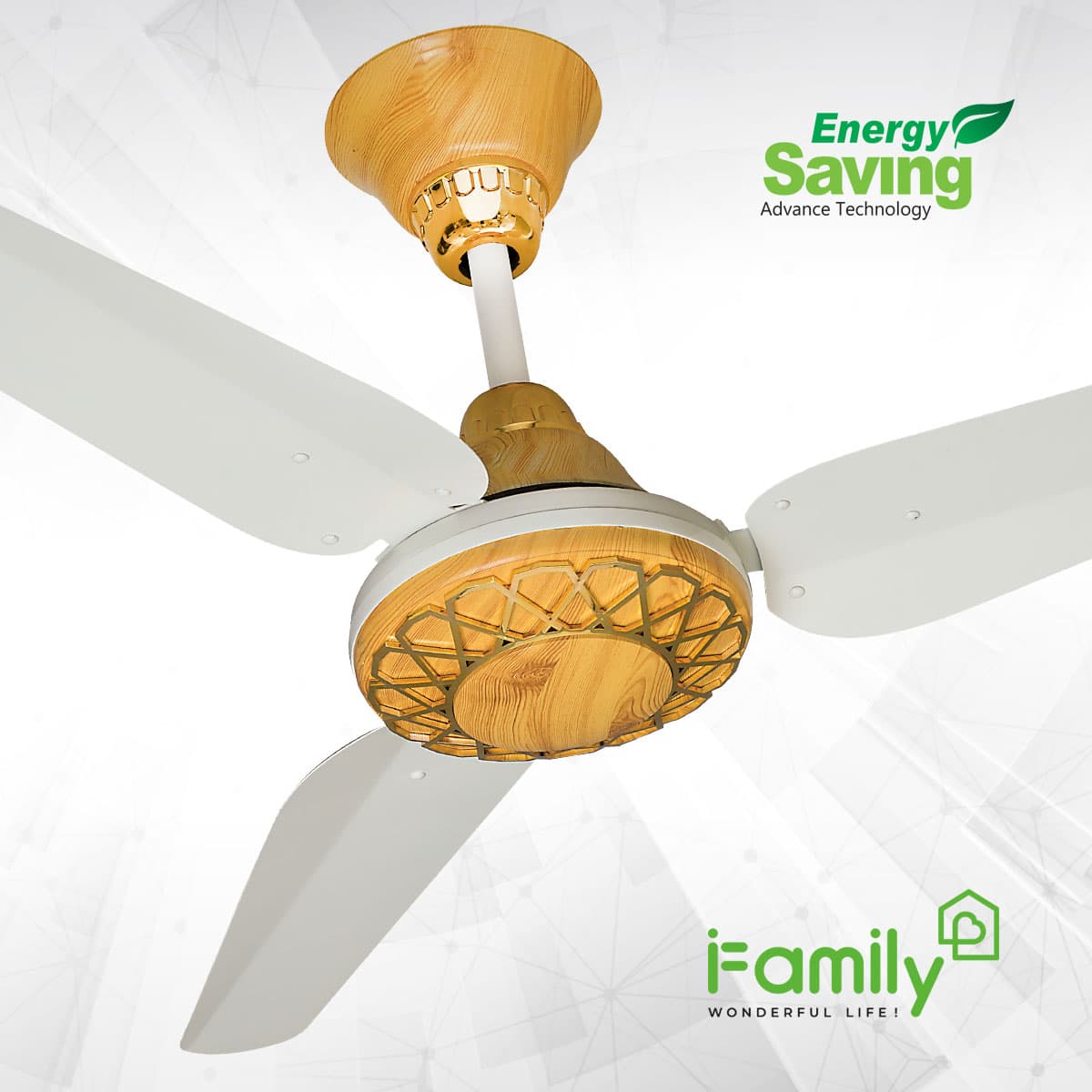 Elite AC/DC Ceiling Fan White & Light Wood
