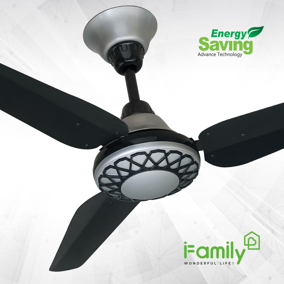 Elite AC/DC Ceiling Fan Black & Silver